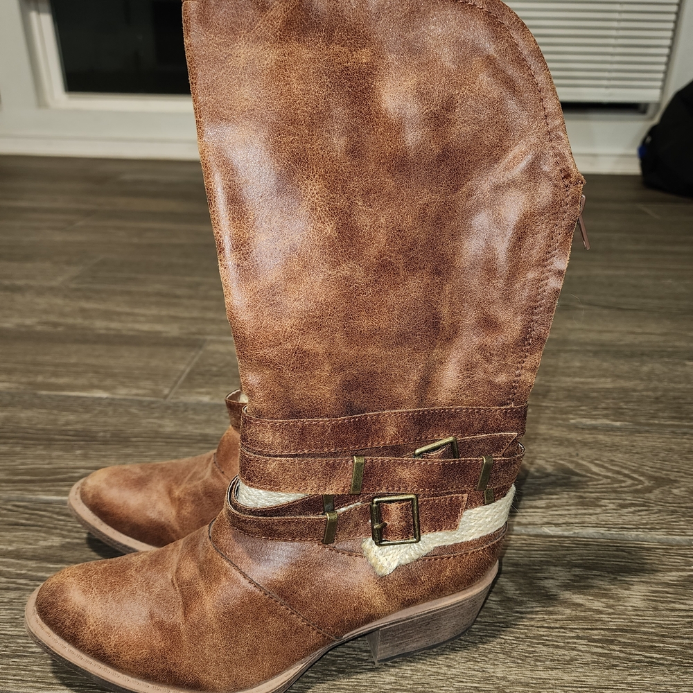 Coconuts by Matisse Tan Ankle Boots with Buckle Detail